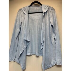 Wildfox Sweat Cardigan Women S Light Blue Excellent Hooded Open Front Drape 9838